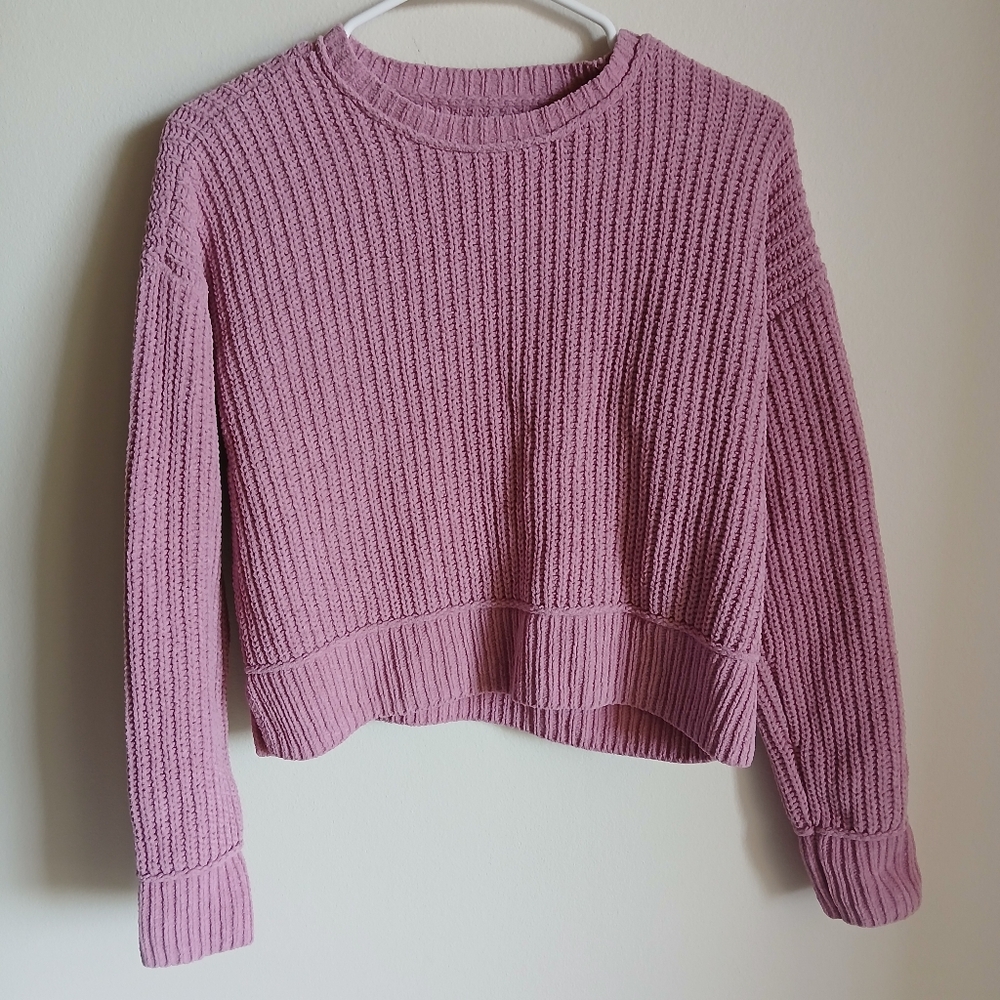 Aeropostale Cropped Sweater Pink Size XS Oversized